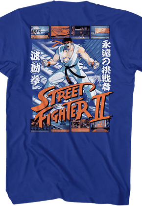 Front & Back Ryu Fight Scenes Street Fighter II T-Shirt