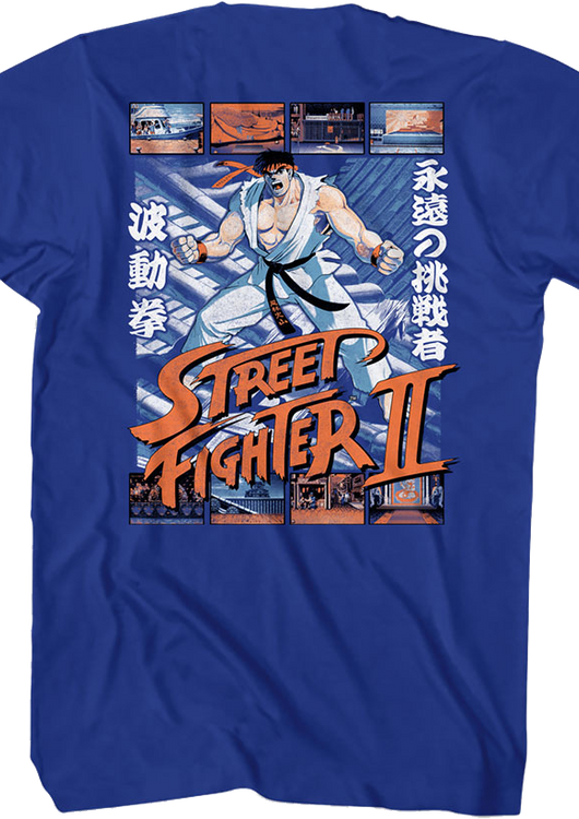 Front & Back Ryu Fight Scenes Street Fighter II T-Shirt - main product image
