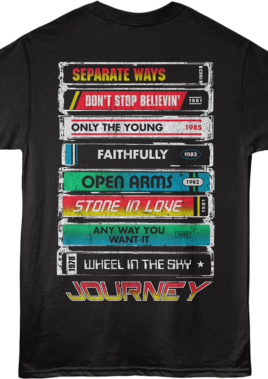 Front & Back Single Cassettes Journey T-Shirt - main product image