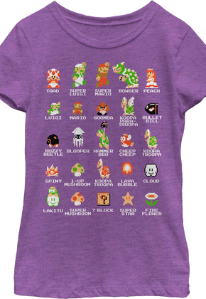 Girls Youth Cast of Super Mario Bros. Shirt
