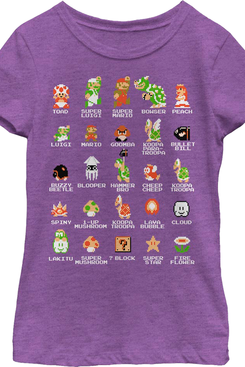 Girls Youth Cast of Super Mario Bros. Shirtmain product image