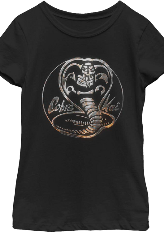 Girls Youth Faux Chrome Logo Cobra Kai Shirt - main product image