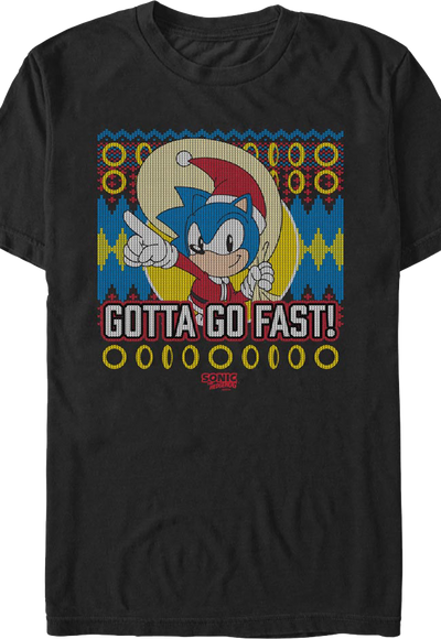 Gotta Go Fast Faux Ugly Christmas Sweater Sonic The Hedgehog T-Shirt