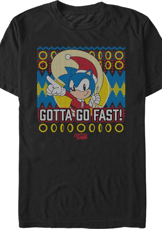 Gotta Go Fast Faux Ugly Christmas Sweater Sonic The Hedgehog T-Shirt - main product image