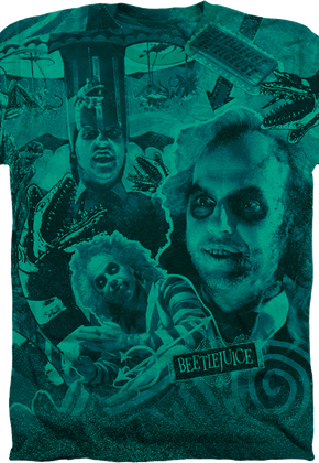 Green Collage Beetlejuice T-Shirt