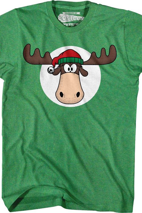 Green Moose Head With Santa Claus Hat Christmas Vacation T-Shirtmain product image