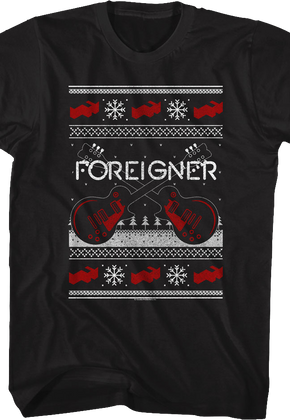 Guitars Faux Ugly Christmas Sweater Foreigner T-Shirt