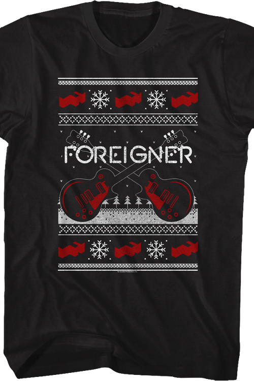 Guitars Faux Ugly Christmas Sweater Foreigner T-Shirt - main product image