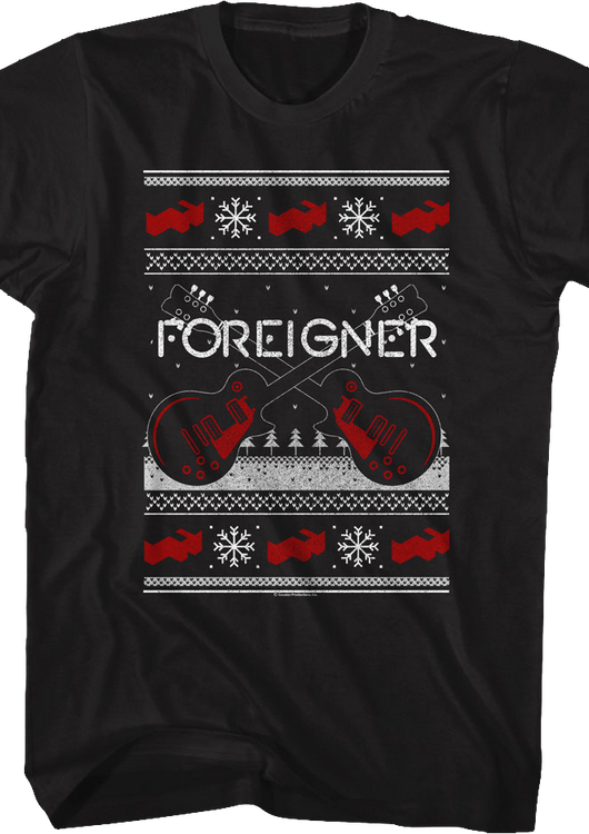 Guitars Faux Ugly Christmas Sweater Foreigner T-Shirt - main product image
