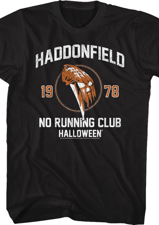 Haddonfield No Running Club Halloween T-Shirt - main product image