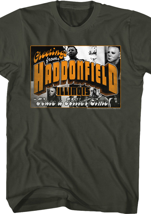 Haddonfield Postcard Halloween T-Shirt - main product image