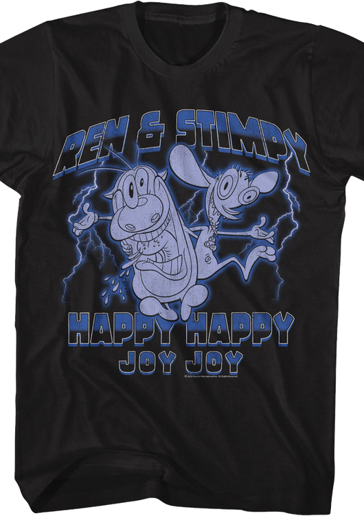 Happy Happy Joy Joy Lightning Ren And Stimpy T-Shirt - main product image