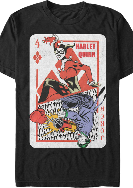 Harley Quinn and Joker Playing Card DC Comics T-Shirt - main product image