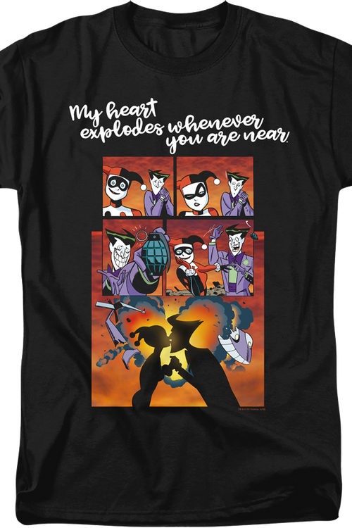 Harley Quinn And The Joker Heart Explodes DC Comics T-Shirtmain product image