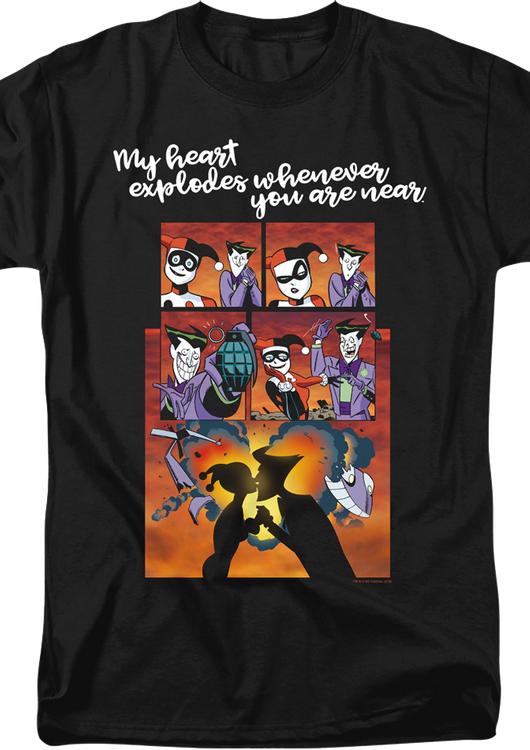 Harley Quinn And The Joker Heart Explodes DC Comics T-Shirt - main product image