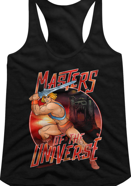 Ladies He-Man Action Pose Masters of the Universe Racerback Tank Top - main product image
