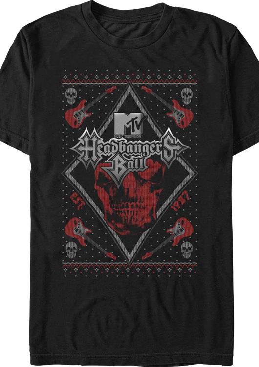Headbangers Ball Faux Ugly Christmas Sweater MTV T-Shirt - main product image