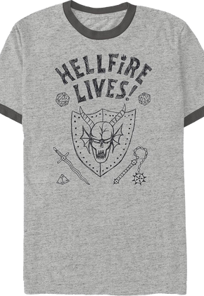 Hellfire Lives Stranger Things Ringer Shirt