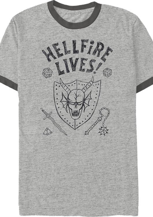 Hellfire Lives Stranger Things Ringer Shirt - main product image