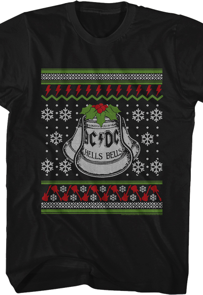 Hells Bells Faux Ugly Christmas Sweater ACDC T-Shirt