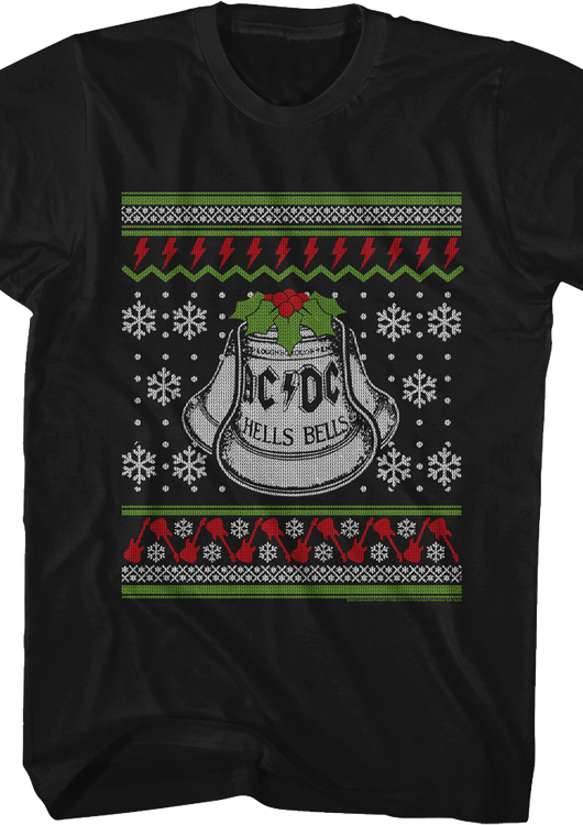 Hells Bells Faux Ugly Christmas Sweater ACDC T-Shirt - main product image