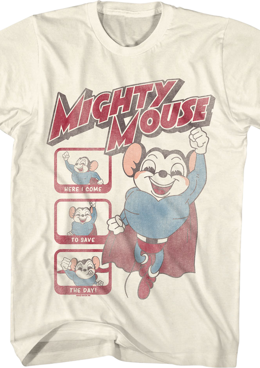 Here I Come To Save The Day Collage Mighty Mouse T-Shirt - main product image