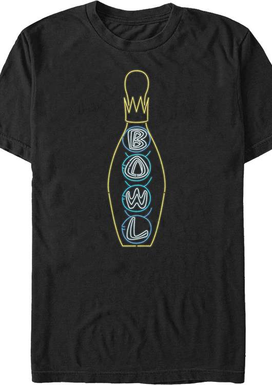 Hollywood Star Lanes Neon Bowling Pin Big Lebowski T-Shirt - main product image