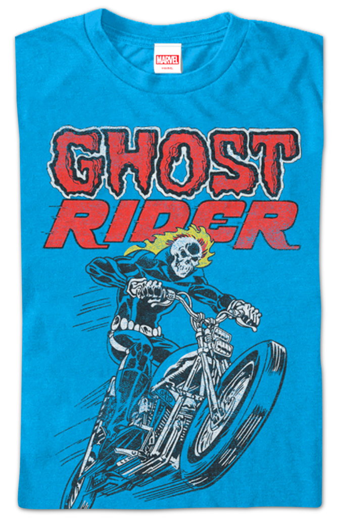 Ghost Ridge Shirt Hot Head Ghost Rider T-Shirt: Marvel Mens T-Shirt