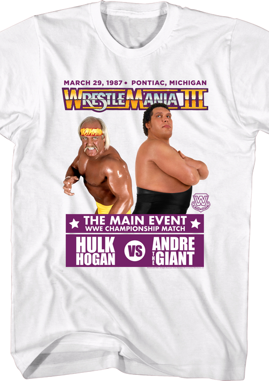 Hulk Hogan vs Andre The Giant WrestleMania III T-Shirt - main product image
