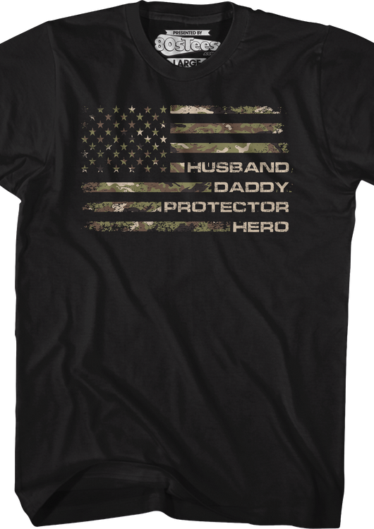 Husband Daddy Protector Hero Flag T-Shirt - main product image