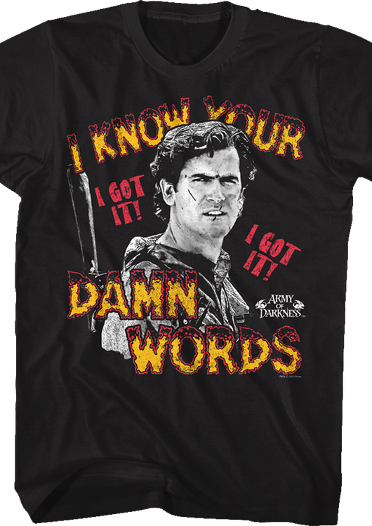I Know Your Damn Words Army of Darkness T-Shirt - main product image