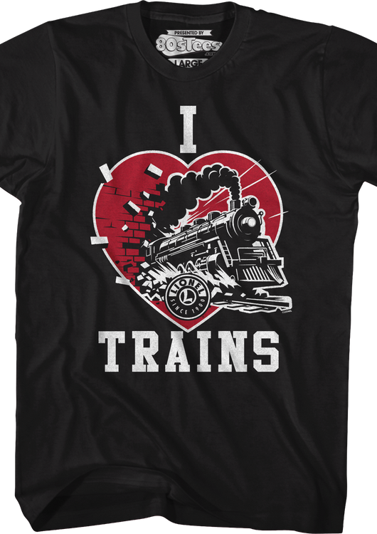 Black I Love Trains Lionel Trains T-Shirt - main product image