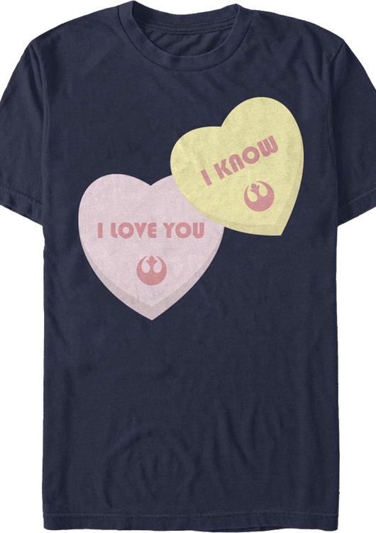 I Love You I Know Candy Hearts Star Wars T-Shirt - main product image