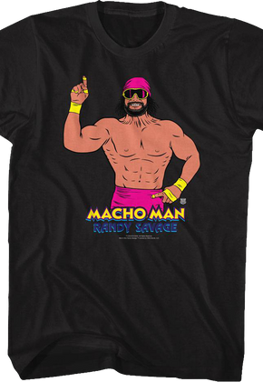Multicolor Illustrated Macho Man Randy Savage T-Shirt