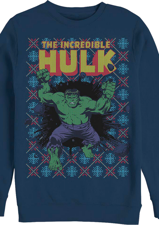 Incredible Hulk Faux Ugly Christmas Sweater Marvel Comics Sweatshirt - main product image