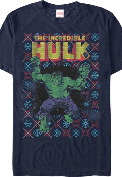 Incredible Hulk Faux Ugly Christmas Sweater Marvel Comics T-Shirt