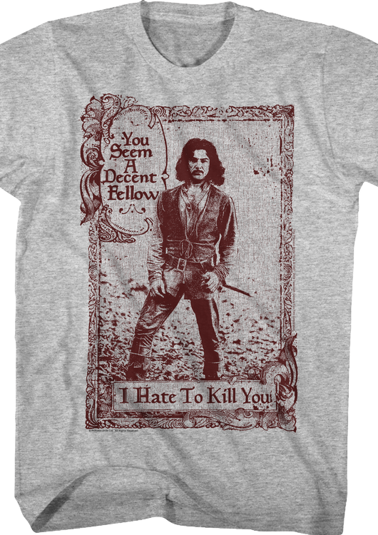 Inigo Montoya I Hate To Kill You Princess Bride T-Shirt - main product image