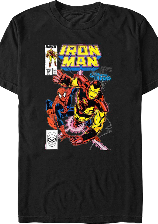 Iron Man And Spider-Man Comic Book Cover Marvel Comics T-Shirt - main product image