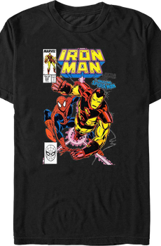 Iron Man Battles Together With Spider-Man Marvel Comics T-Shirt