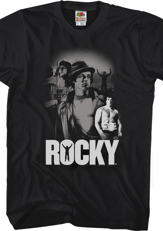 Black & White Italian Stallion Collage Rocky T-Shirt - main product image