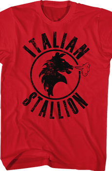Red Italian Stallion Logo Rocky T-Shirt