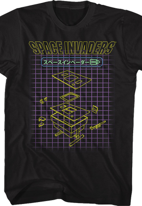 Japanese Grid Space Invaders T-Shirt