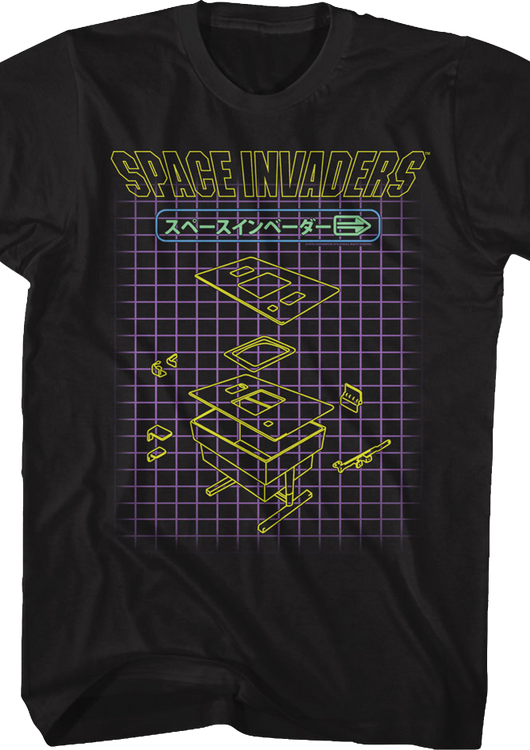 Japanese Grid Space Invaders T-Shirt - main product image