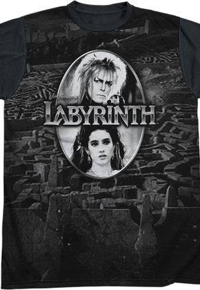 Jareth and Sarah Black and White Labyrinth T-Shirt