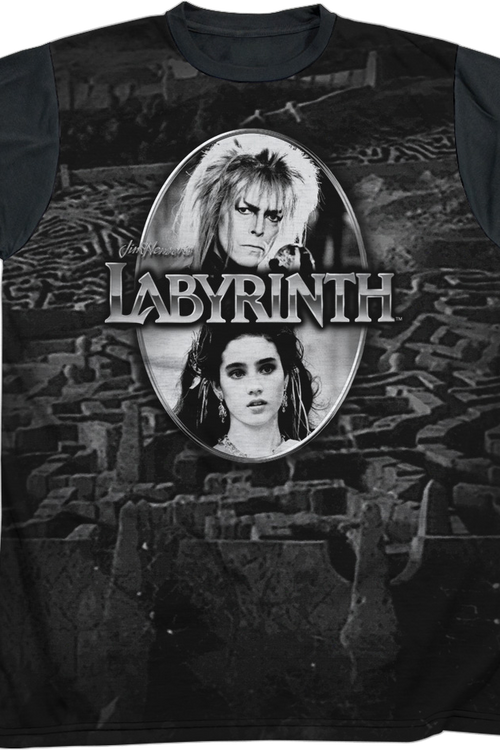 Jareth and Sarah Black and White Labyrinth T-Shirtmain product image