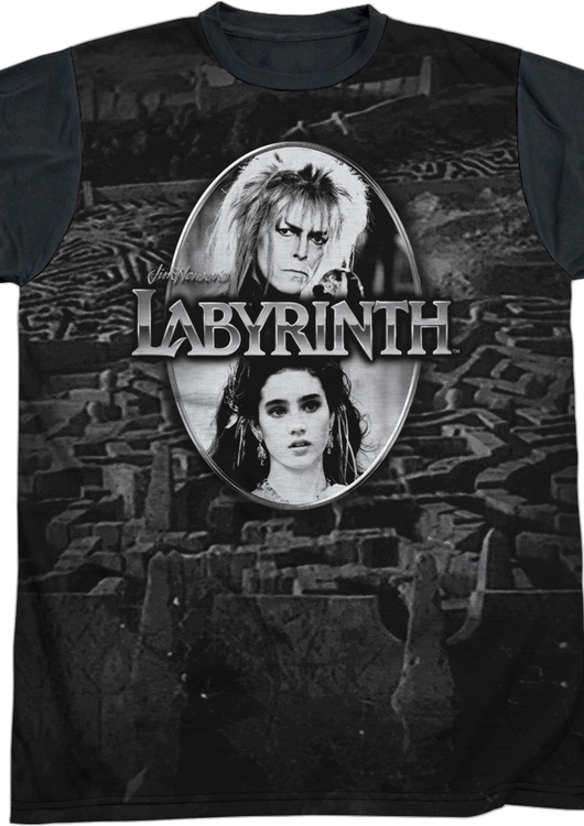 Jareth and Sarah Black and White Labyrinth T-Shirt - main product image
