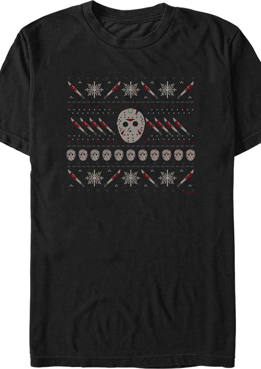 Jason Faux Ugly Christmas Sweater Friday the 13th T-Shirt - main product image
