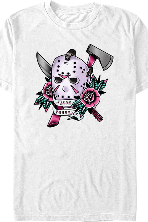 Jason Voorhees Floral Tattoo Friday the 13th T-Shirtmain product image