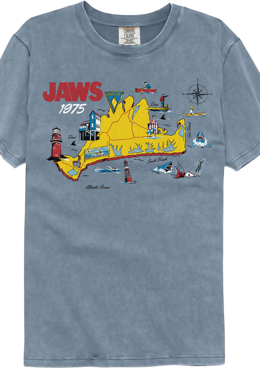 Jaws 75 Island Map Comfort Colors Brand T-Shirt - main product image