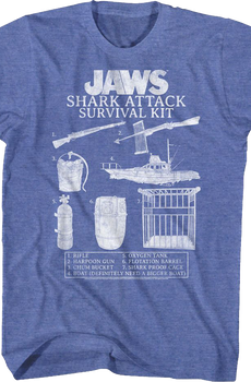 Vintage Shark Attack Survival Kit Jaws T-Shirt